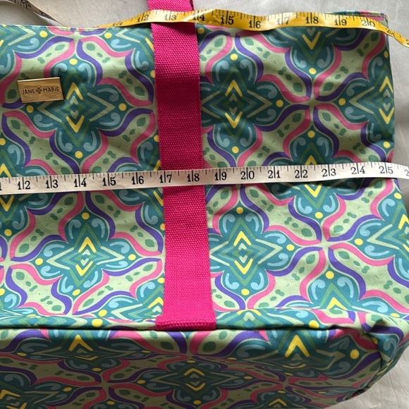 Jane Marie Waterproof Oversized Beach Bag “Check Me Out” Pink Green Paisley Tote - Picture 5 of 12
